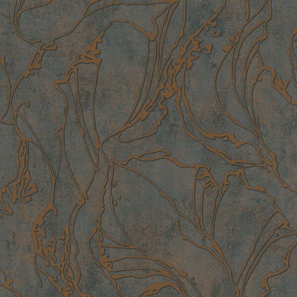 Tapete Gold, Kupfer, Schwarz, Anthrazit Marburg Vliestapete (34256)