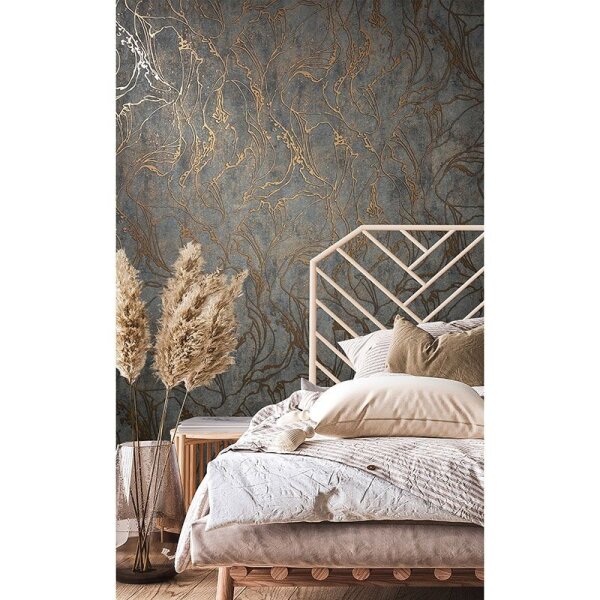 Tapete Gold, Kupfer, Schwarz, Anthrazit Marburg Vliestapete (34256)