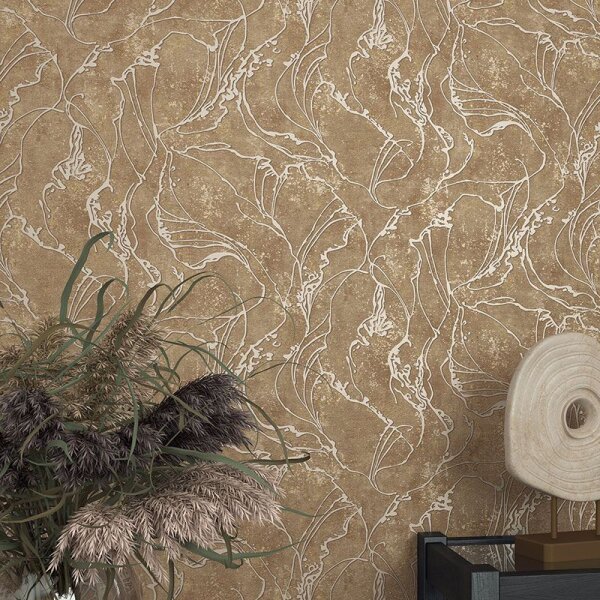 Tapete Braun, Gold, Kupfer, Grau, Silber Marburg Vliestapete (34255)