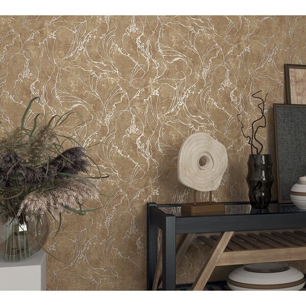 Tapete Braun, Gold, Kupfer, Grau, Silber Marburg Vliestapete (34255)