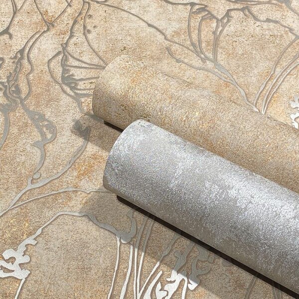 Tapete Braun, Gold, Kupfer, Grau, Silber Marburg Vliestapete (34255)