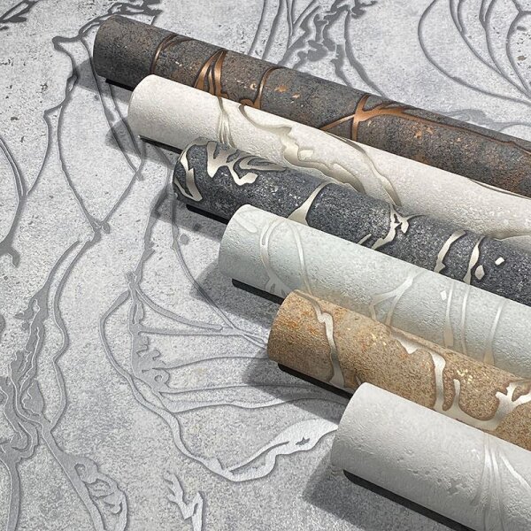 Tapete Braun, Gold, Kupfer, Grau, Silber Marburg Vliestapete (34255)