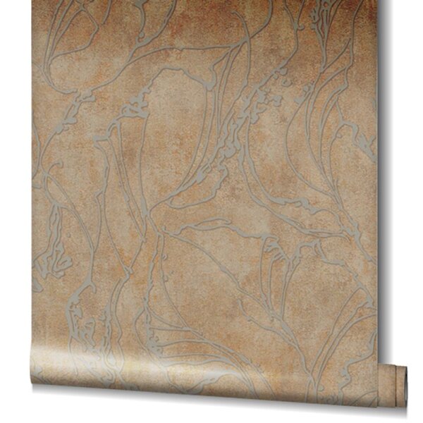 Tapete Braun, Gold, Kupfer, Grau, Silber Marburg Vliestapete (34255)