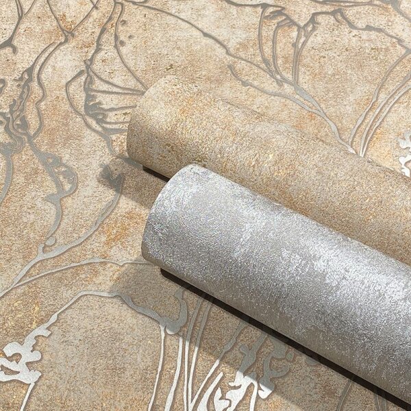 Tapete Braun, Gold, Kupfer, Grau, Silber Marburg Vliestapete (34255)