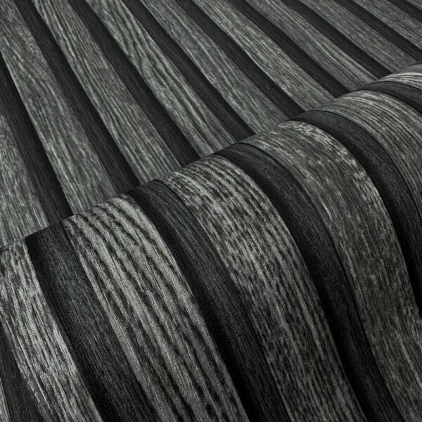Tapete Holzpaneel Akustikpaneel Schwarz (92513)