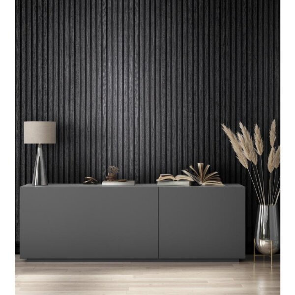 Tapete Holzpaneel Akustikpaneel Schwarz (92513)
