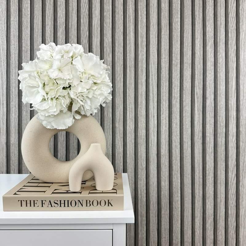 Tapete Holzpaneel Akustikpaneel Grau (92511)