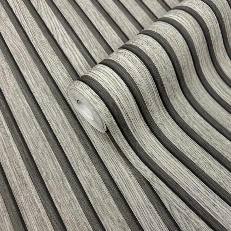 Tapete Holzpaneel Akustikpaneel Grau (92511)