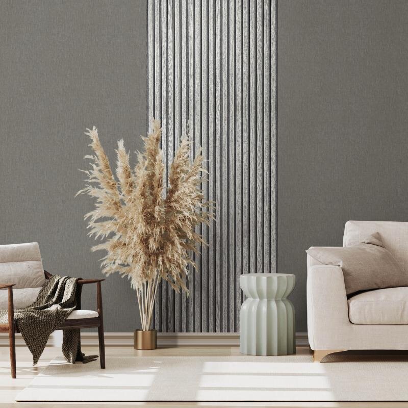 Tapete Holzpaneel Akustikpaneel Grau (92511)