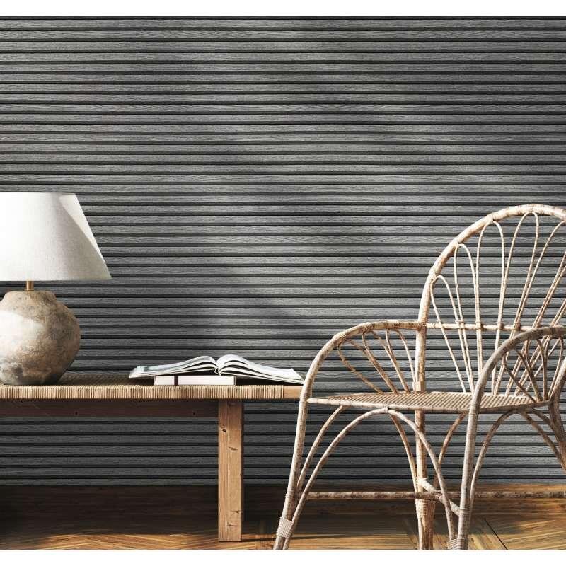 Tapete Holzpaneel Akustikpaneel Grau (92511)