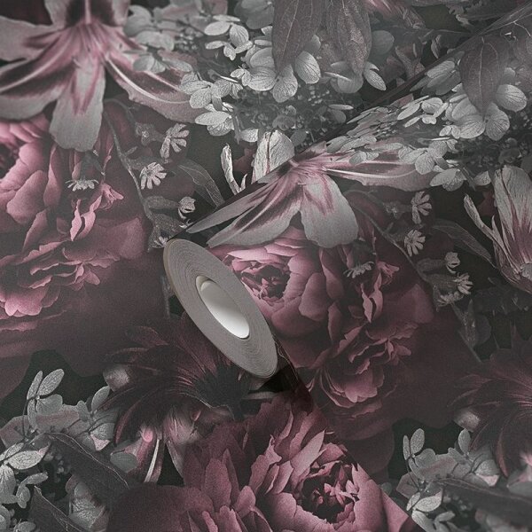 Tapete Lila, Flieder, Schwarz, Anthrazit AS-Creation Vliestapete (385093)