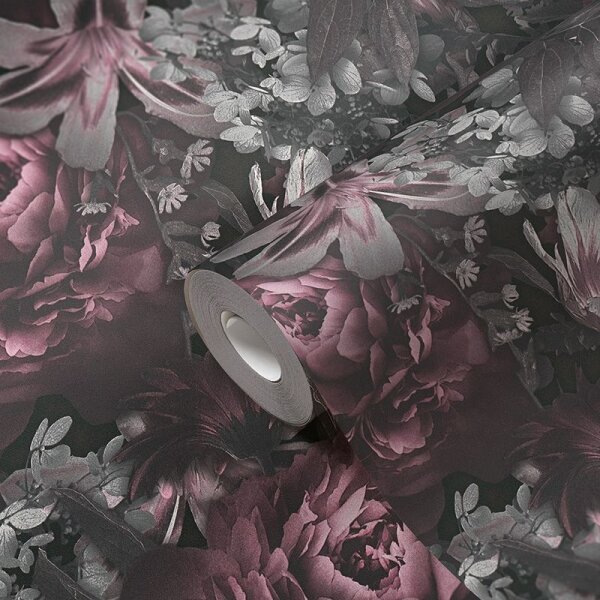 Tapete Lila, Flieder, Schwarz, Anthrazit AS-Creation Vliestapete (385093)