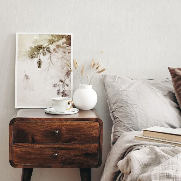 Vliestapete in Textiloptik mit strukturierter Oberfläche weiß, grau Uni (35352)