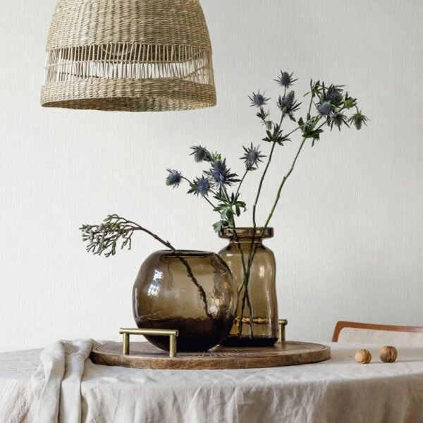 Vliestapete in Textiloptik mit strukturierter Oberfläche weiß, grau Uni (35352)