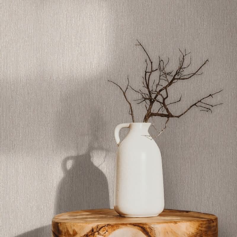 Vliestapete in Textiloptik mit strukturierter Oberfläche grau, braun Uni (35354)