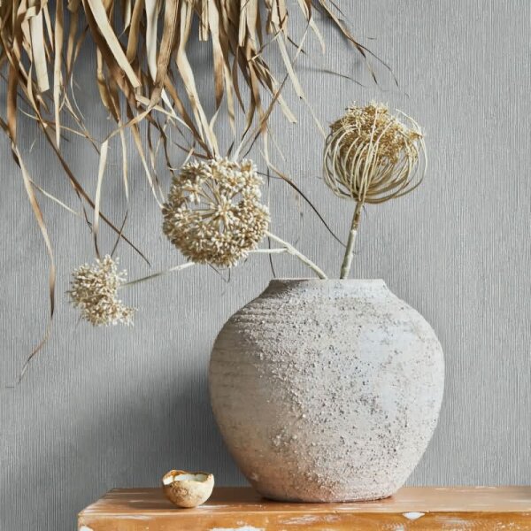 Vliestapete in Textiloptik mit strukturierter Oberfläche grau Uni (35357)