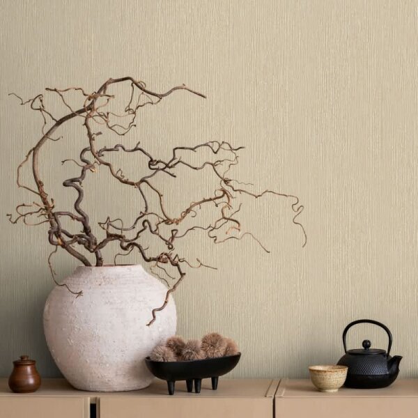 Vliestapete in Textiloptik mit strukturierter Oberfläche beige Uni (35358)