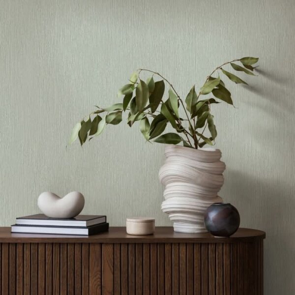 Vliestapete in Textiloptik mit strukturierter Oberfläche grün Uni (35360)