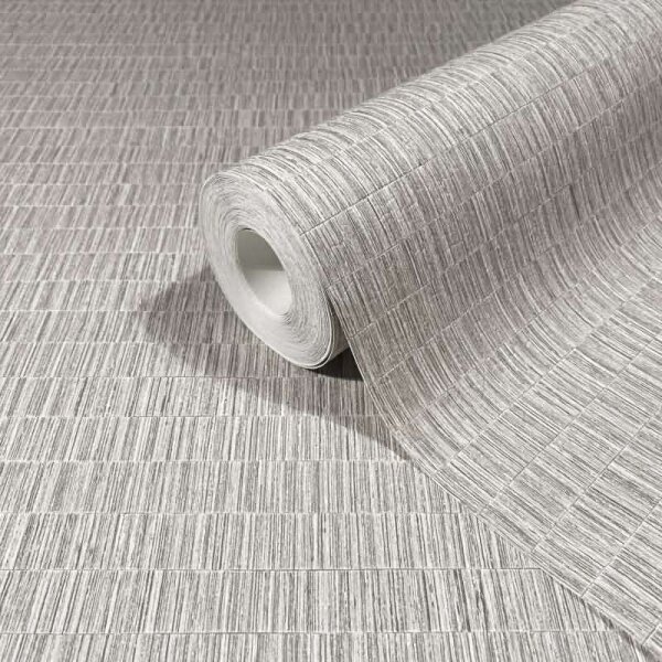 Vliestapete strukturiertes Kachelmotiv grau Textiloptik (35363)