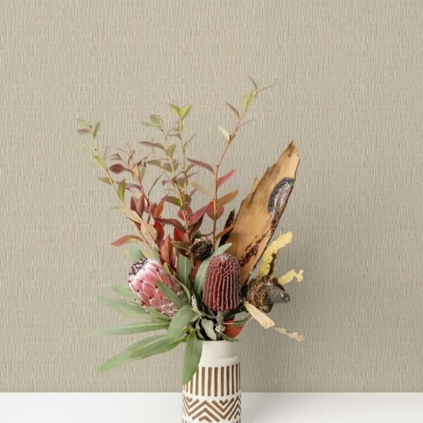 Vliestapete strukturiertes Kachelmotiv beige Textiloptik (35364)