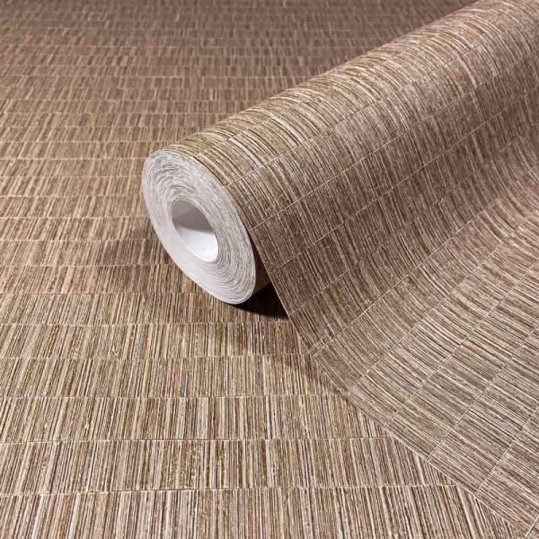 Vliestapete strukturiertes Kachelmotiv braun Textiloptik (35367)