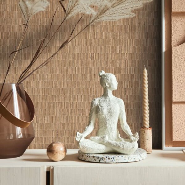 Vliestapete strukturiertes Kachelmotiv braun Textiloptik (35367)