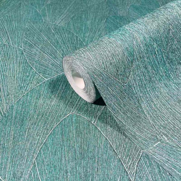 Vliestapete mit strukturiertes Blattmotiv grün Floral (35376)