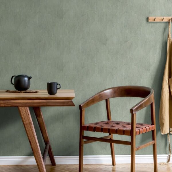 Vliestapete mit strukturiertes Blattmotiv grün Floral (35377)