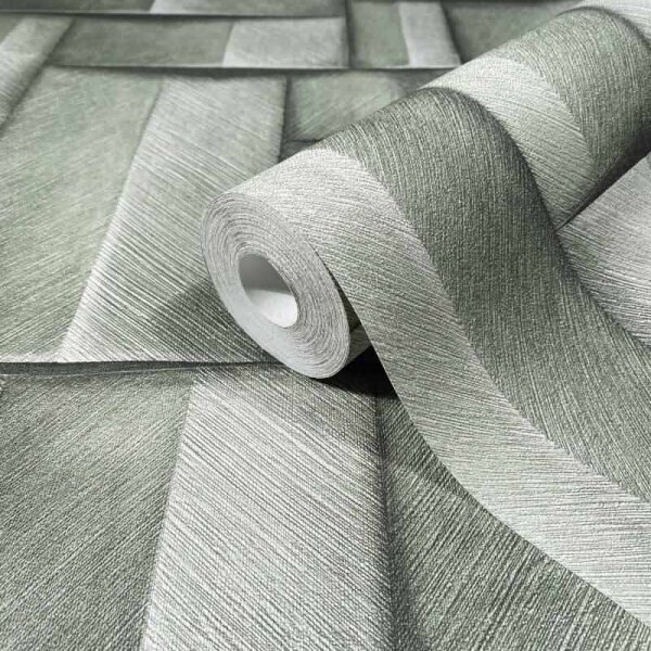 Vliestapete mit Holzmotiv geometrisch grün 3D-Optik (35378)