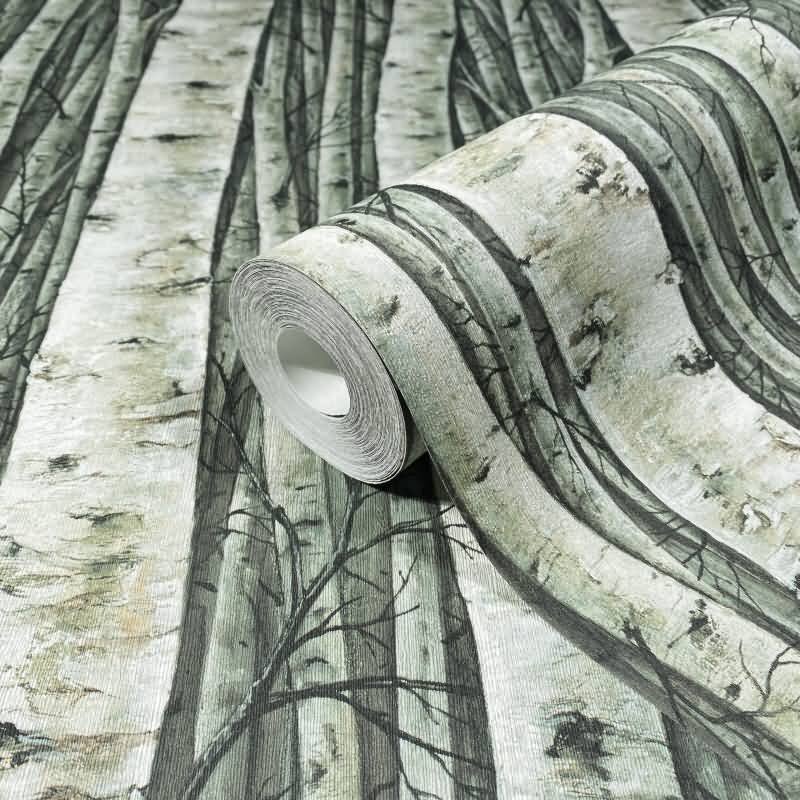 Vliestapete mit Wäldern und Buchenbäumen grün Floral (35380)