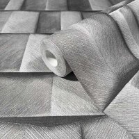Vliestapete mit Holzmotiv geometrisch grau 3D-Optik (35381)