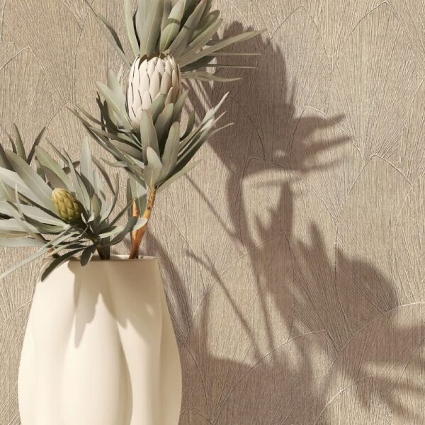Vliestapete mit strukturiertes Blattmotiv beige Floral (35387)