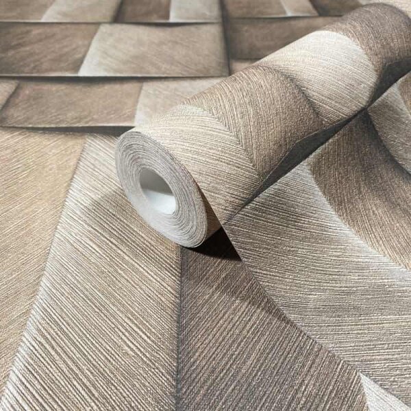 Vliestapete mit Holzmotiv geometrisch beige, braun 3D-Optik (35388)