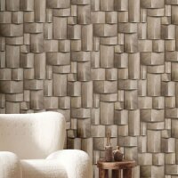Vliestapete mit Holzmotiv geometrisch beige, braun...