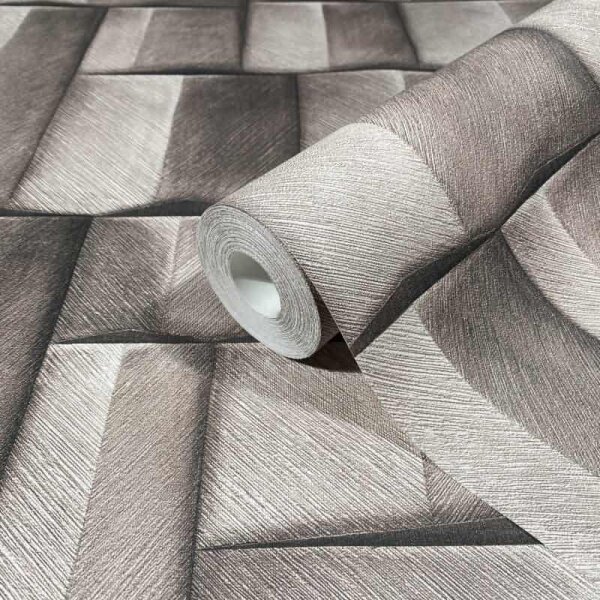 Vliestapete mit Holzmotiv geometrisch braun 3D-Optik (35393)