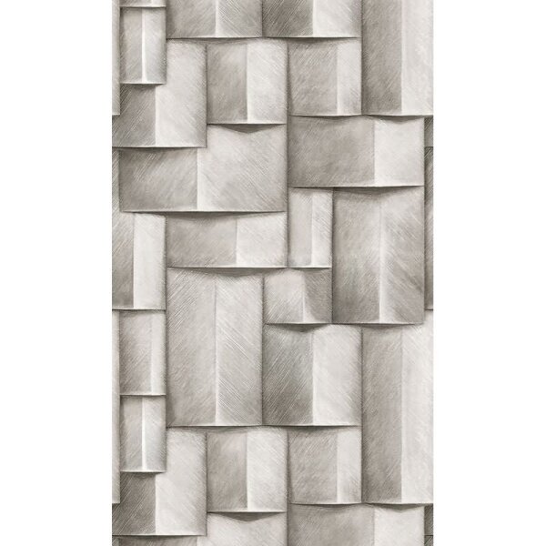 Vliestapete mit Holzmotiv geometrisch weiß, schwarz 3D-Optik (35390)