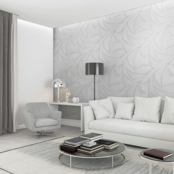 Vliestapete in Weiß 3D-Optik Wellen Grafisch Modern für Wohnzimmer Schlafzimmer Küche (35503)