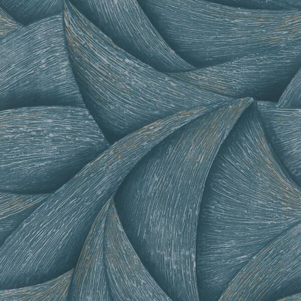 Vliestapete in Blau, Silber 3D-Optik Wellen Grafisch Modern für Wohnzimmer Schlafzimmer Küche (35507)