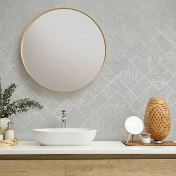 Vliestapete in Weiß Karriert, Rautenmuster Grafisch Geometrisch für Wohnzimmer Schlafzimmer Küche (35508)