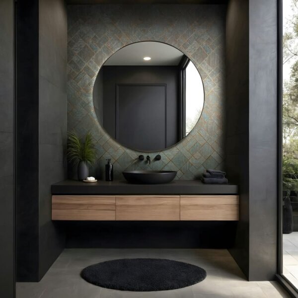 Vliestapete in Blau, Kupfer Karriert, Rautenmuster Grafisch Geometrisch für Wohnzimmer Schlafzimmer Küche (35512)