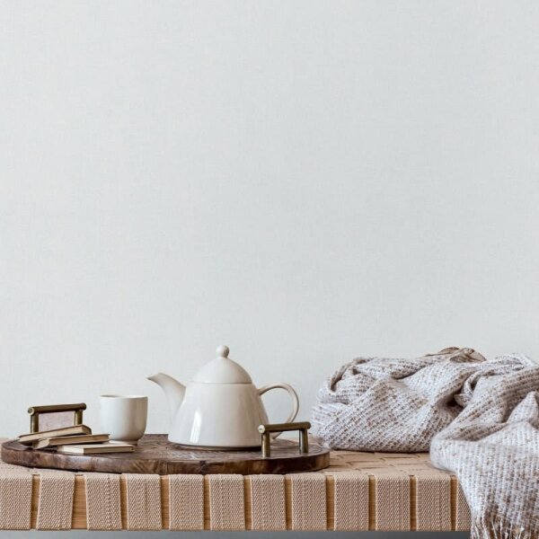 Vliestapete in Weiß Strukturiertes Textil Putzoptik Uni für Wohnzimmer Schlafzimmer Küche (35514)