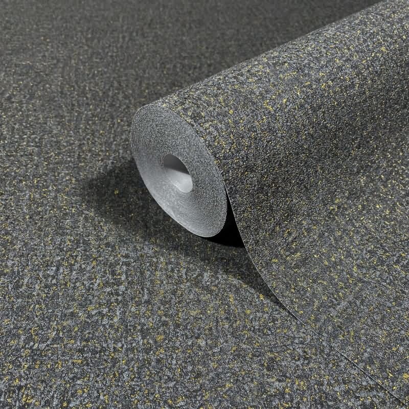 Vliestapete in Schwarz Strukturiertes Textil Putzoptik Uni für Wohnzimmer Schlafzimmer Küche (35520)