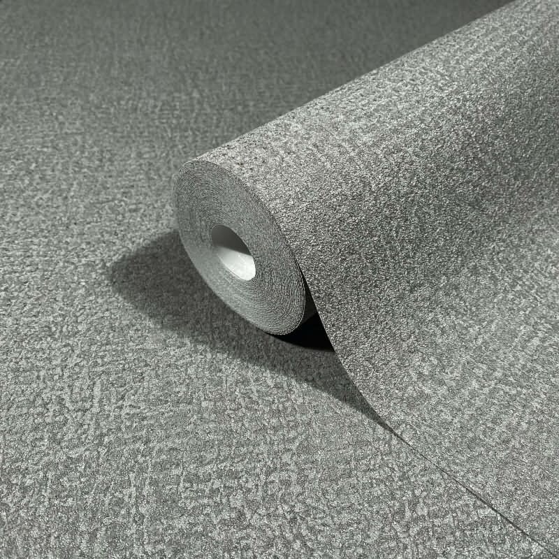 Vliestapete in Grau, Olive Strukturiertes Textil Putzoptik Uni für Wohnzimmer Schlafzimmer Küche (35521)