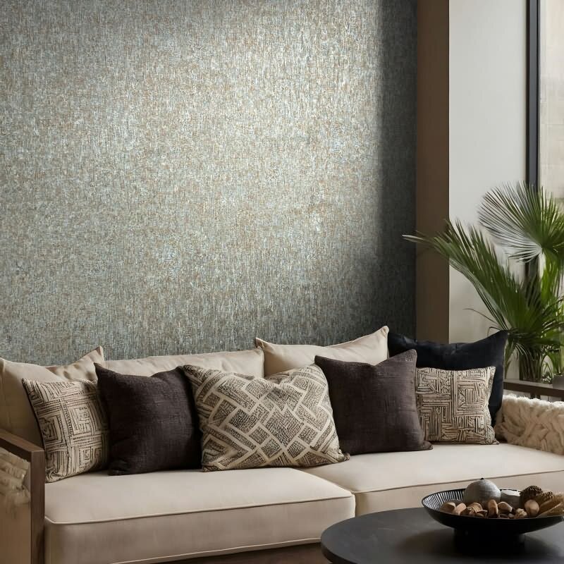 Vliestapete in Blau, Kupfer Betonoptik Uni Modern für Wohnzimmer Schlafzimmer Küche (35526)