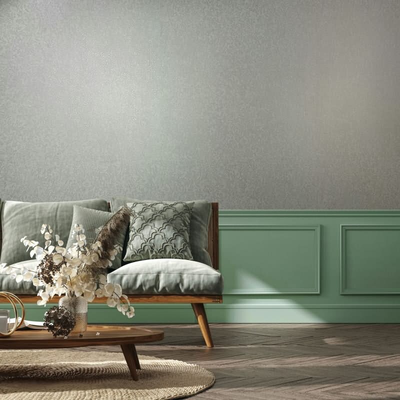 Vliestapete in Grau Blattmotiv Floral Natur für Wohnzimmer Schlafzimmer Küche (35529)