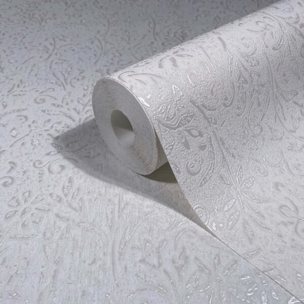 Vliestapete in Weiß Blattmotiv Floral Natur für Wohnzimmer Schlafzimmer Küche (35530)