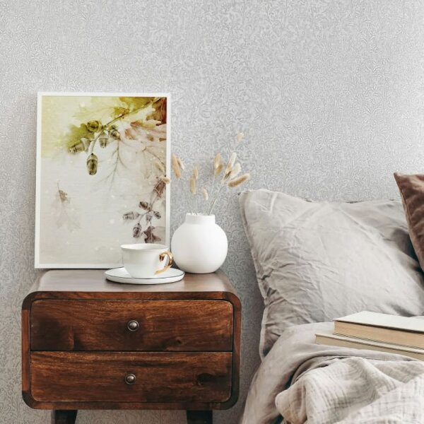 Vliestapete in Weiß Blattmotiv Floral Natur für Wohnzimmer Schlafzimmer Küche (35530)