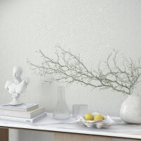 Vliestapete in Wei&szlig; Blattmotiv Floral Natur...