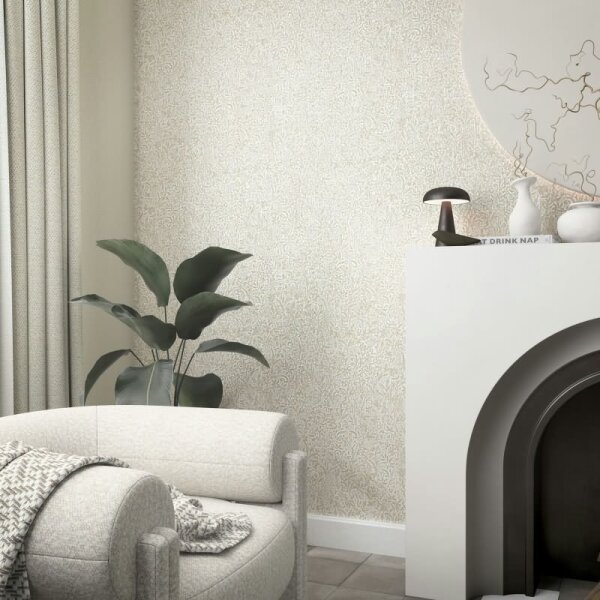 Vliestapete in Beige Blattmotiv Floral Natur für Wohnzimmer Schlafzimmer Küche (35531)