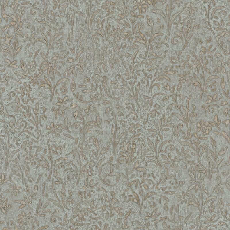 Vliestapete in Blau, Gold Blattmotiv Floral Natur für Wohnzimmer Schlafzimmer Küche (35532)